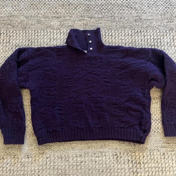 Esprit Sweaters - Y2K Esprit knit wool pullover button neck textured fisherman sweater